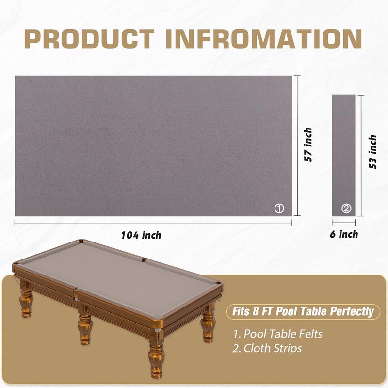 iEsstros Pool Table Felt Cloth Billiard Cloth with 6 Pcs Cloth Strips and Staple Remover Pool Table Felt Replacement Kit Parts - Image 3
